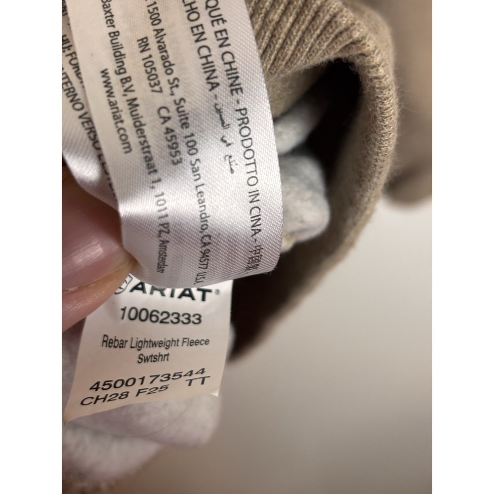 ARIAT Rebar Workman Washed Sweatshirt Ladies Large Zip Pocket Brown Size Large - Picture 7 of 9